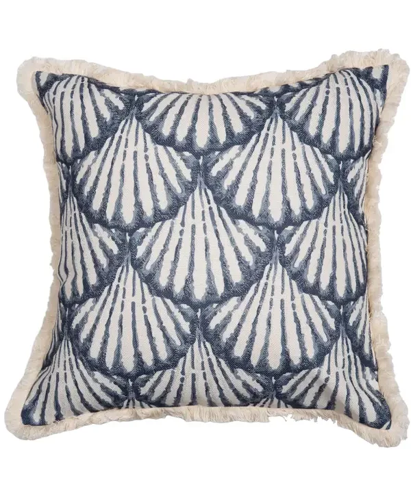 Coastal Blue Scallop Shells Throw Pillow