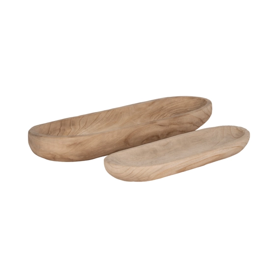 Natural Wood Decorative Trays (Set of 2)